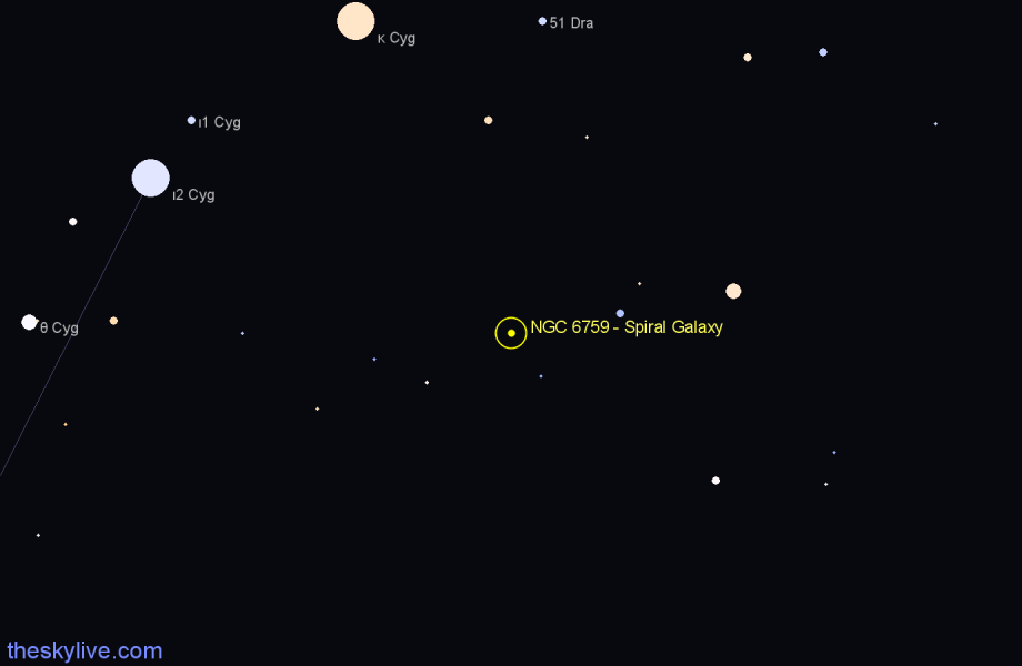 Finder chart NGC 6759 - Spiral Galaxy in Draco star