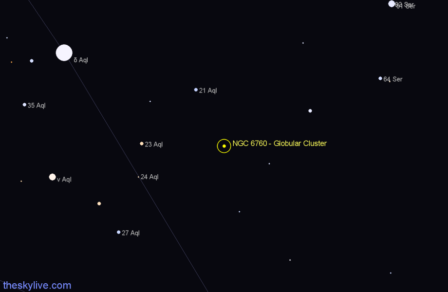 Finder chart NGC 6760 - Globular Cluster in Aquila star