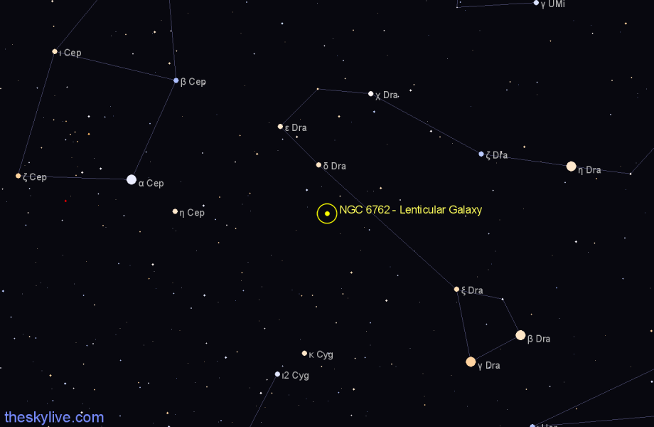 Finder chart NGC 6762 - Lenticular Galaxy in Draco star