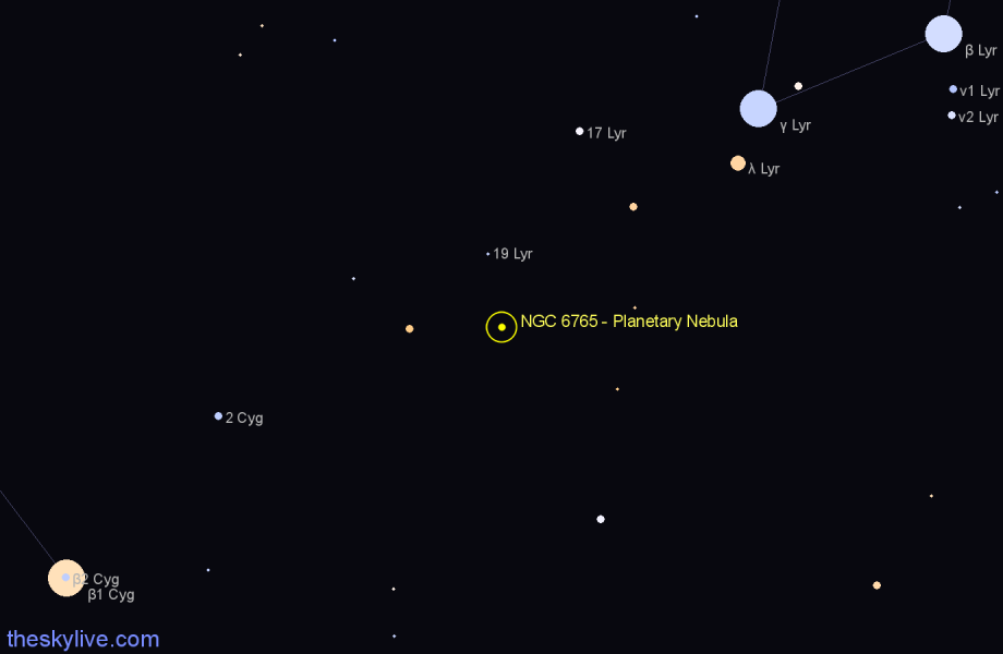 Finder chart NGC 6765 - Planetary Nebula in Lyra star