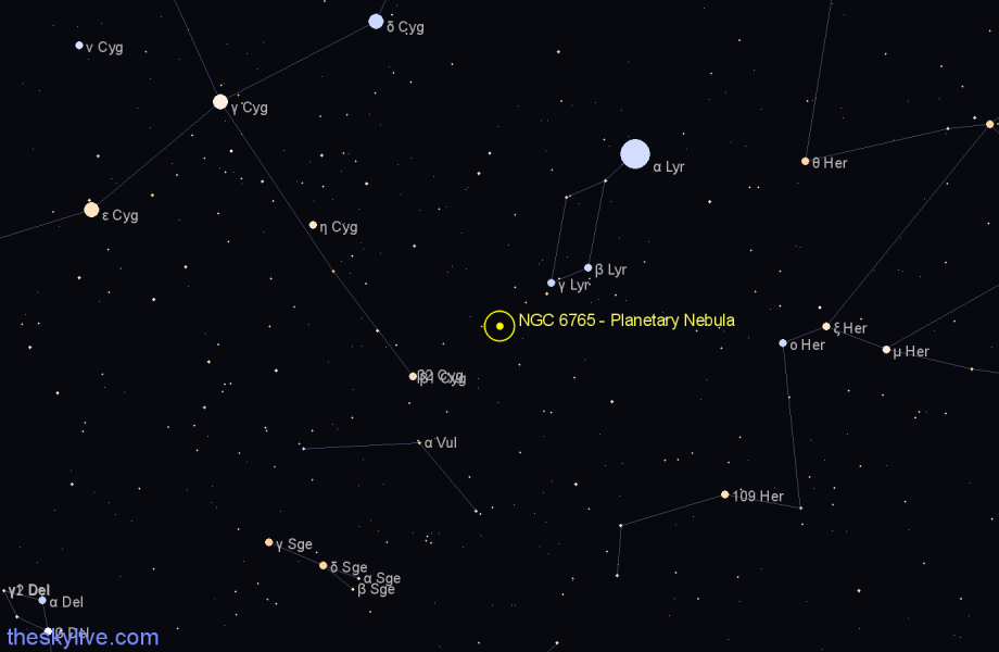 Finder chart NGC 6765 - Planetary Nebula in Lyra star