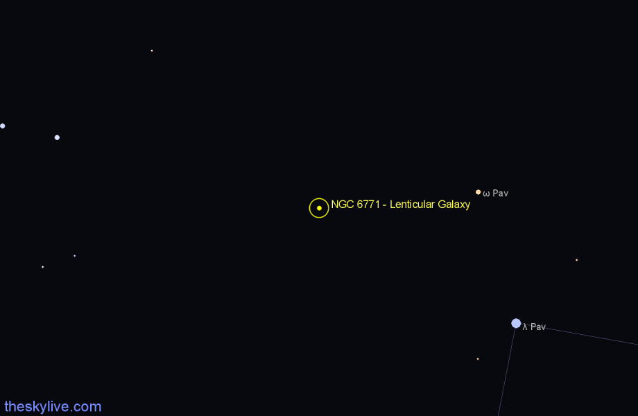 Finder chart NGC 6771 - Lenticular Galaxy in Pavo star