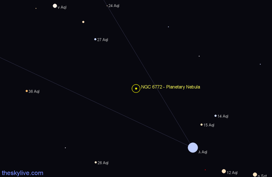 Finder chart NGC 6772 - Planetary Nebula in Aquila star