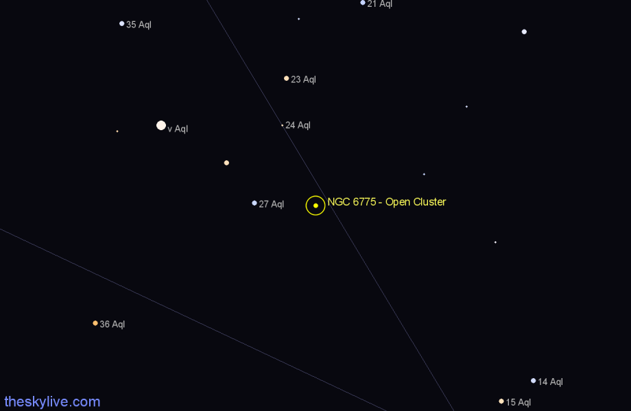 Finder chart NGC 6775 - Open Cluster in Aquila star