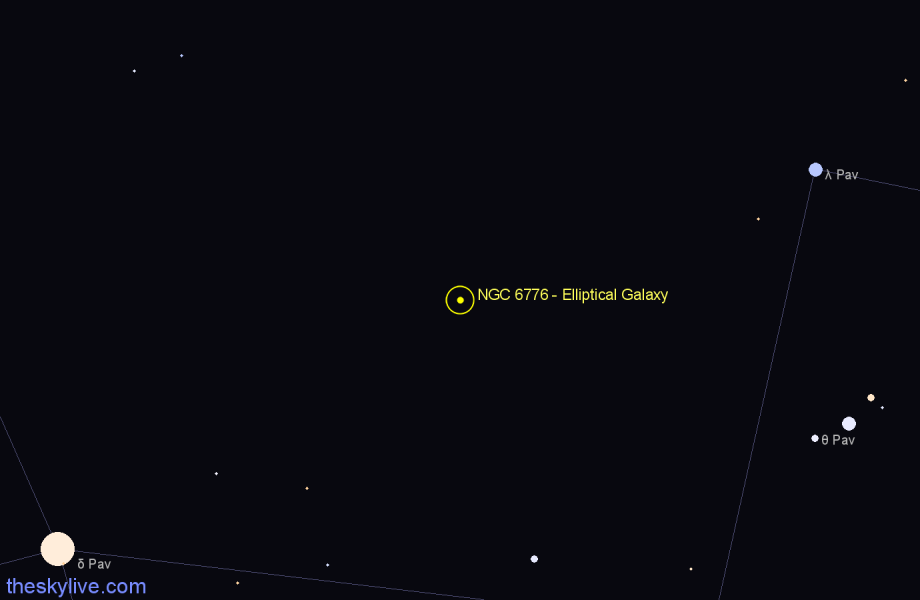 Finder chart NGC 6776 - Elliptical Galaxy in Pavo star