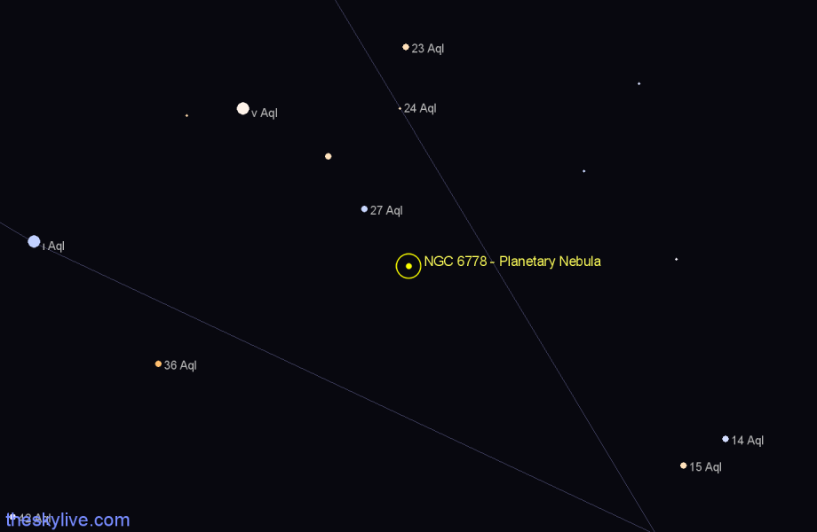 Finder chart NGC 6778 - Planetary Nebula in Aquila star