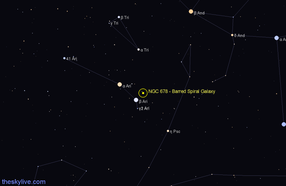 Finder chart NGC 678 - Barred Spiral Galaxy in Aries star