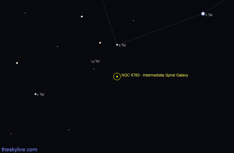 Finder chart NGC 6780 - Intermediate Spiral Galaxy in Telescopium star