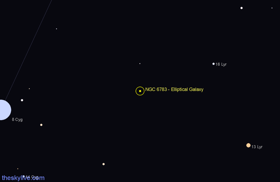 Finder chart NGC 6783 - Elliptical Galaxy in Cygnus star