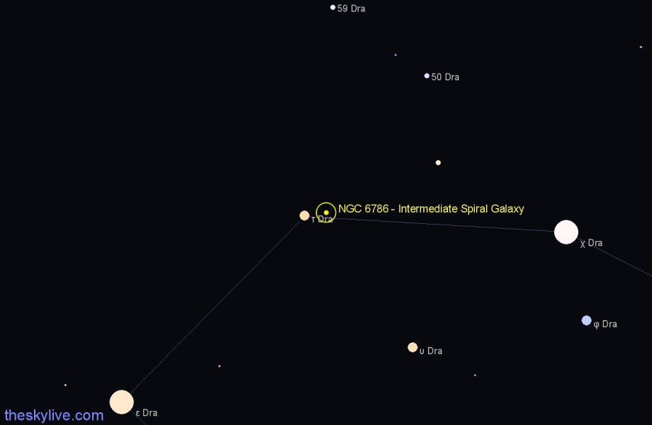 Finder chart NGC 6786 - Intermediate Spiral Galaxy in Draco star