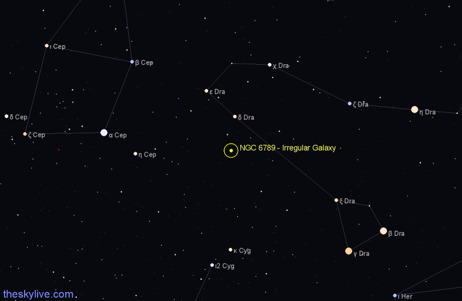 Finder chart NGC 6789 - Irregular Galaxy in Draco star