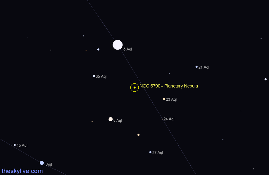 Finder chart NGC 6790 - Planetary Nebula in Aquila star