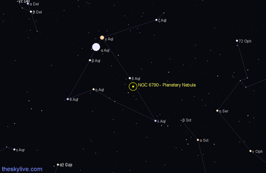 Finder chart NGC 6790 - Planetary Nebula in Aquila star