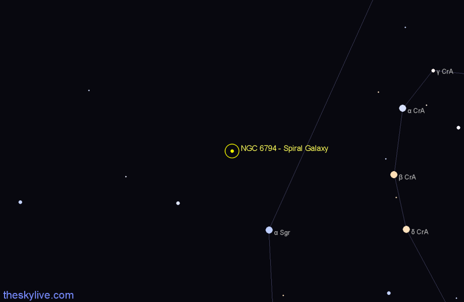 Finder chart NGC 6794 - Spiral Galaxy in Sagittarius star