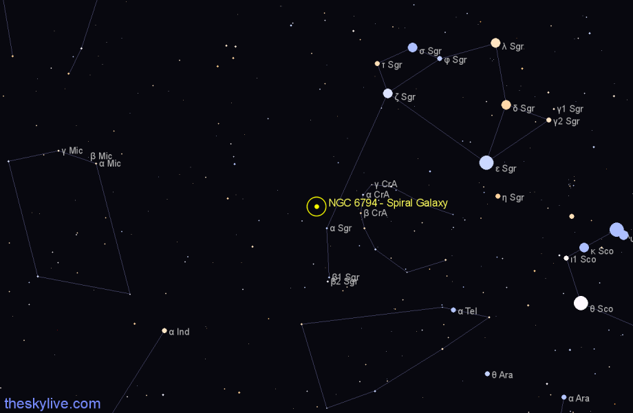 Finder chart NGC 6794 - Spiral Galaxy in Sagittarius star