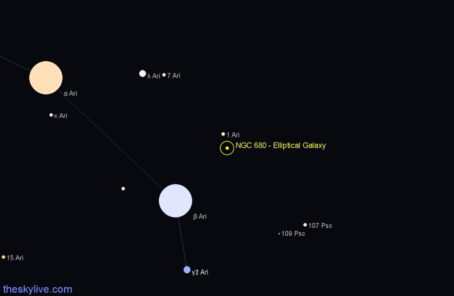 Finder chart NGC 680 - Elliptical Galaxy in Aries star