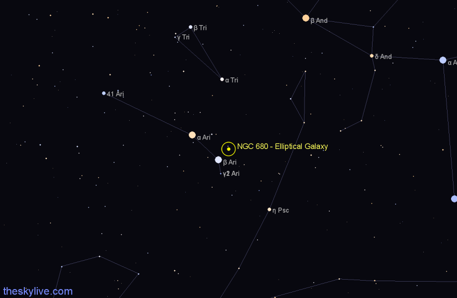 Finder chart NGC 680 - Elliptical Galaxy in Aries star