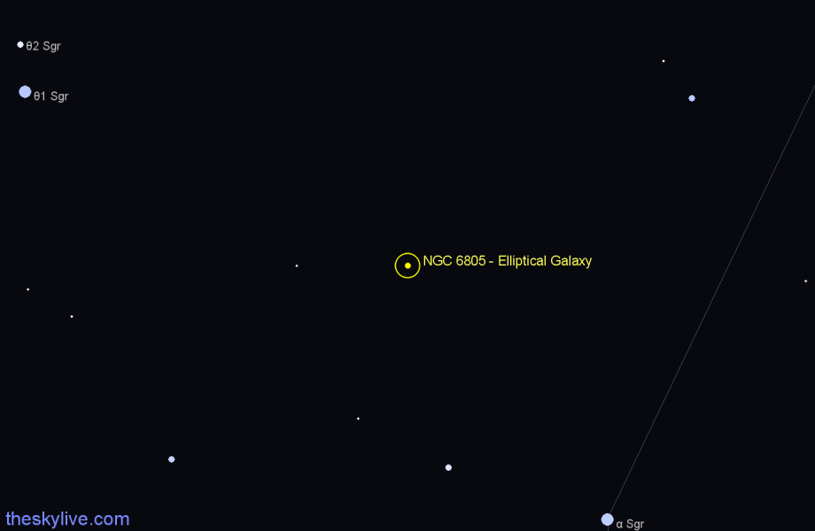 Finder chart NGC 6805 - Elliptical Galaxy in Sagittarius star