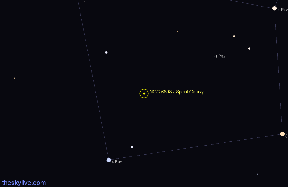 Finder chart NGC 6808 - Spiral Galaxy in Pavo star