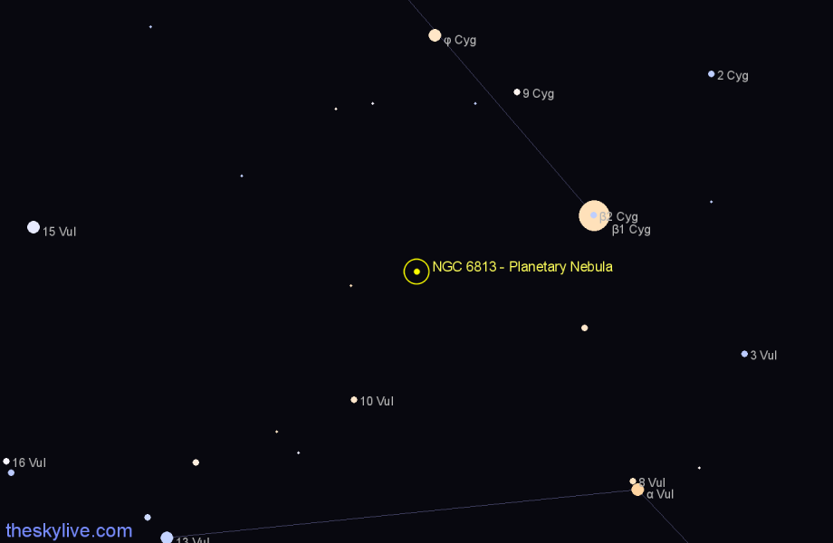 Finder chart NGC 6813 - Planetary Nebula in Vulpecula star