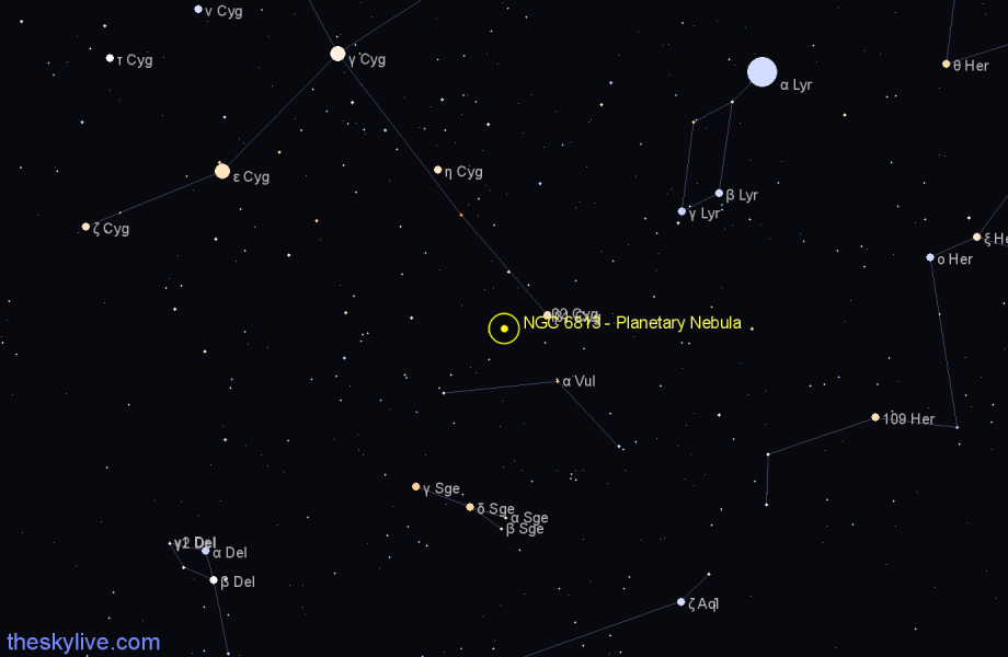 Finder chart NGC 6813 - Planetary Nebula in Vulpecula star