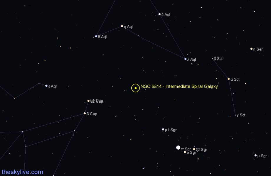 Finder chart NGC 6814 - Intermediate Spiral Galaxy in Aquila star