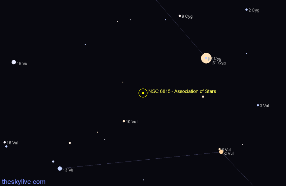 Finder chart NGC 6815 - Association of Stars in Vulpecula star