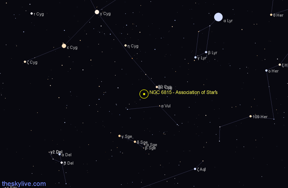 Finder chart NGC 6815 - Association of Stars in Vulpecula star