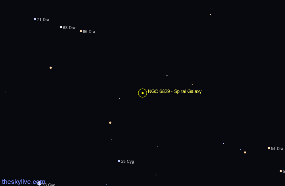 Finder chart NGC 6829 - Spiral Galaxy in Draco star