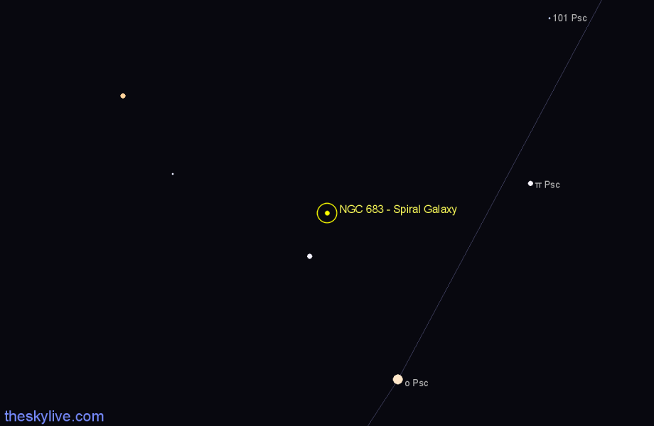 Finder chart NGC 683 - Spiral Galaxy in Aries star