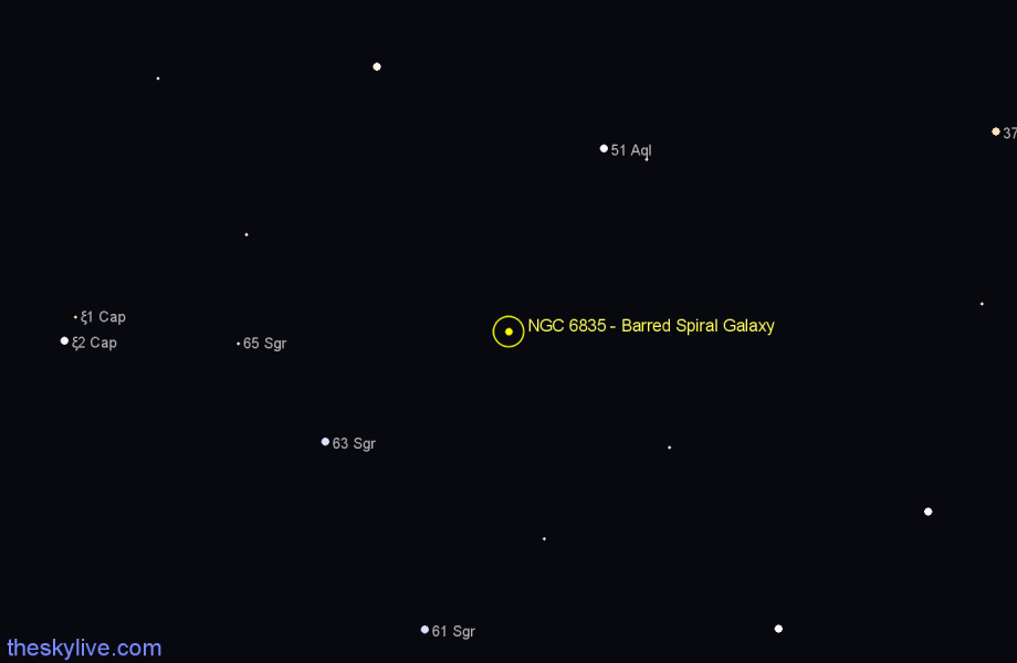 Finder chart NGC 6835 - Barred Spiral Galaxy in Sagittarius star