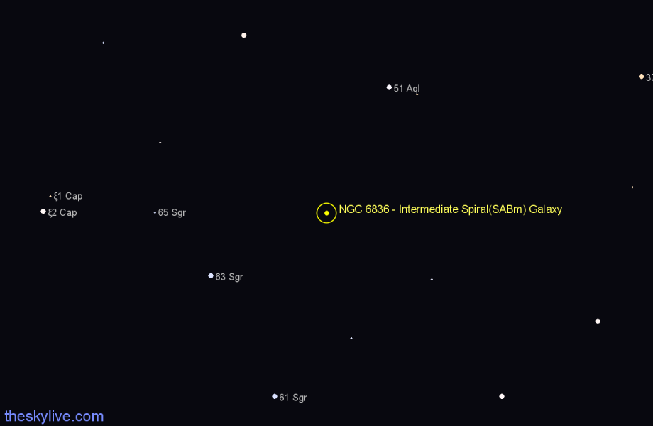 Finder chart NGC 6836 - Intermediate Spiral(SABm) Galaxy in Sagittarius star