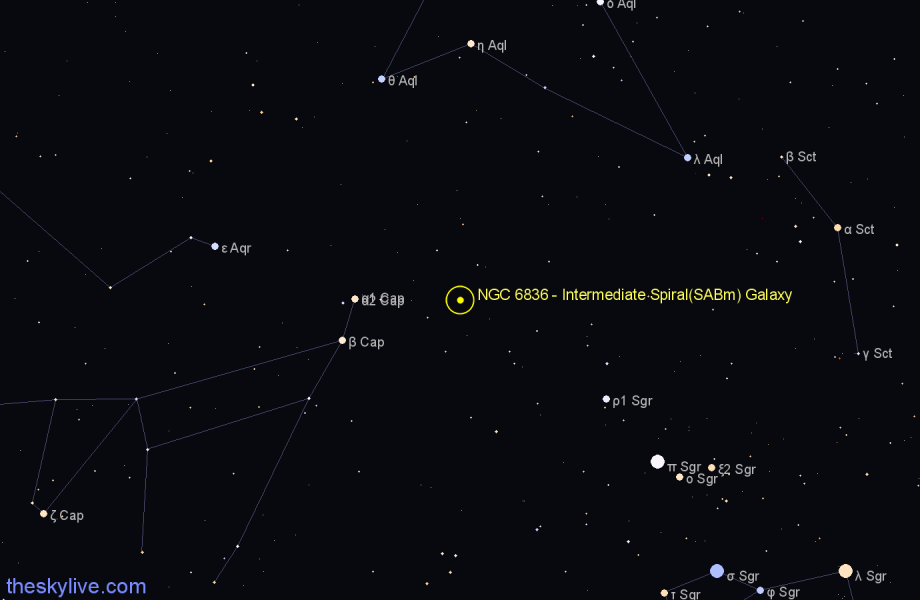 Finder chart NGC 6836 - Intermediate Spiral(SABm) Galaxy in Sagittarius star