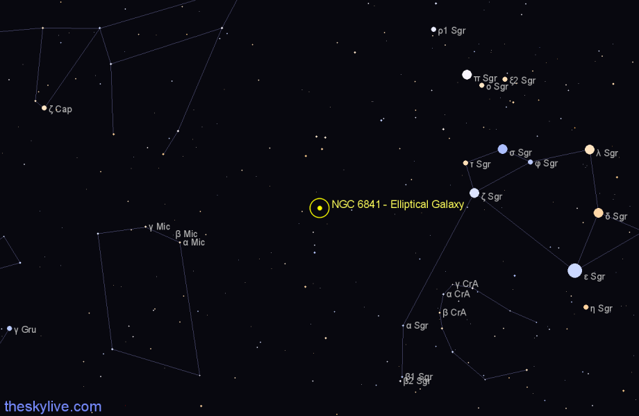 Finder chart NGC 6841 - Elliptical Galaxy in Sagittarius star