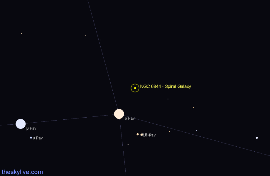 Finder chart NGC 6844 - Spiral Galaxy in Pavo star