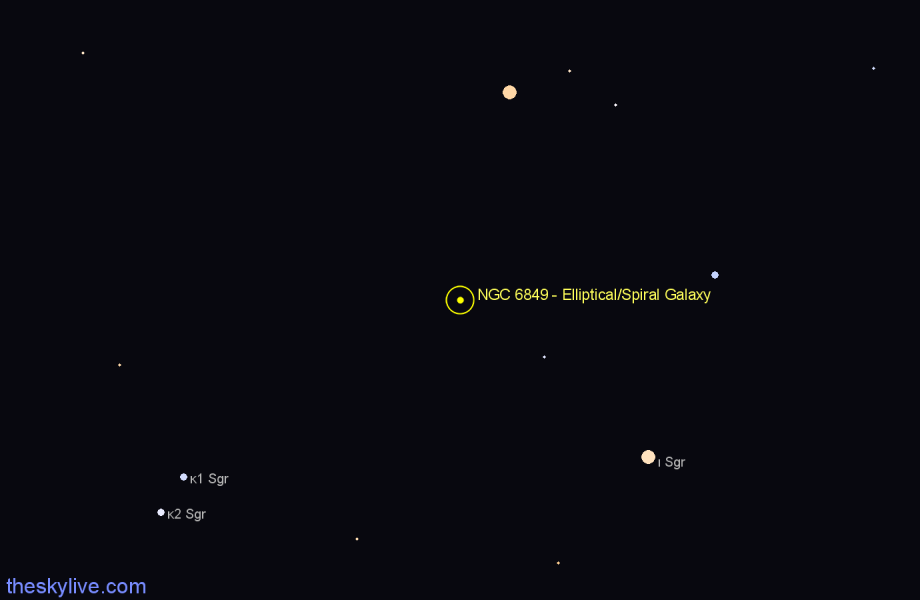 Finder chart NGC 6849 - Elliptical/Spiral Galaxy in Sagittarius star