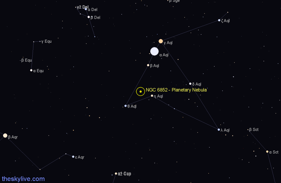 NGC 6852 - Planetary Nebula in Aquila | TheSkyLive.com