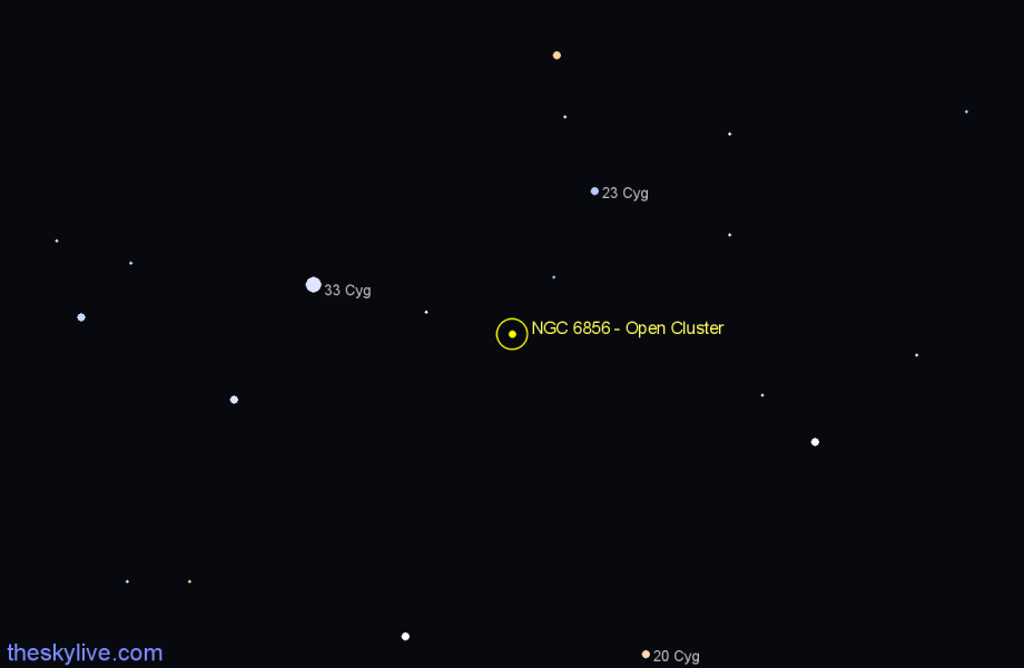 Finder chart NGC 6856 - Open Cluster in Cygnus star