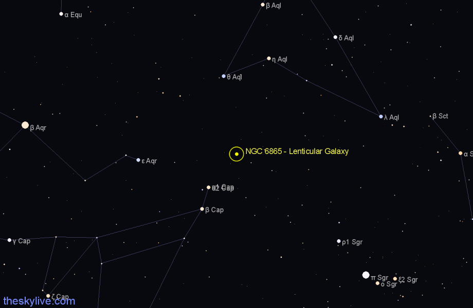 Finder chart NGC 6865 - Lenticular Galaxy in Capricornus star