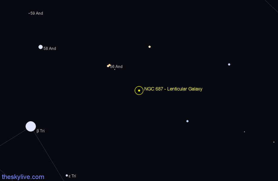 Finder chart NGC 687 - Lenticular Galaxy in Andromeda star