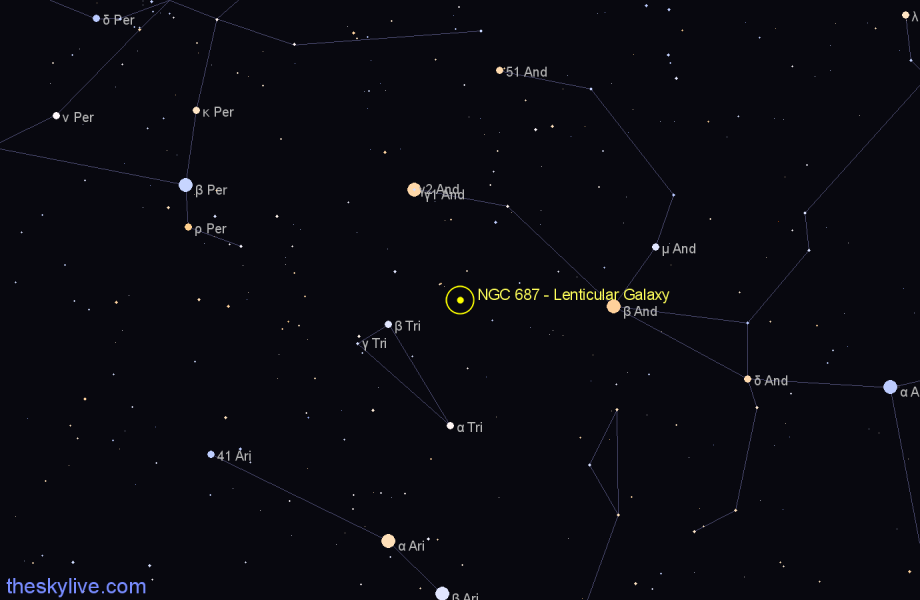 Finder chart NGC 687 - Lenticular Galaxy in Andromeda star