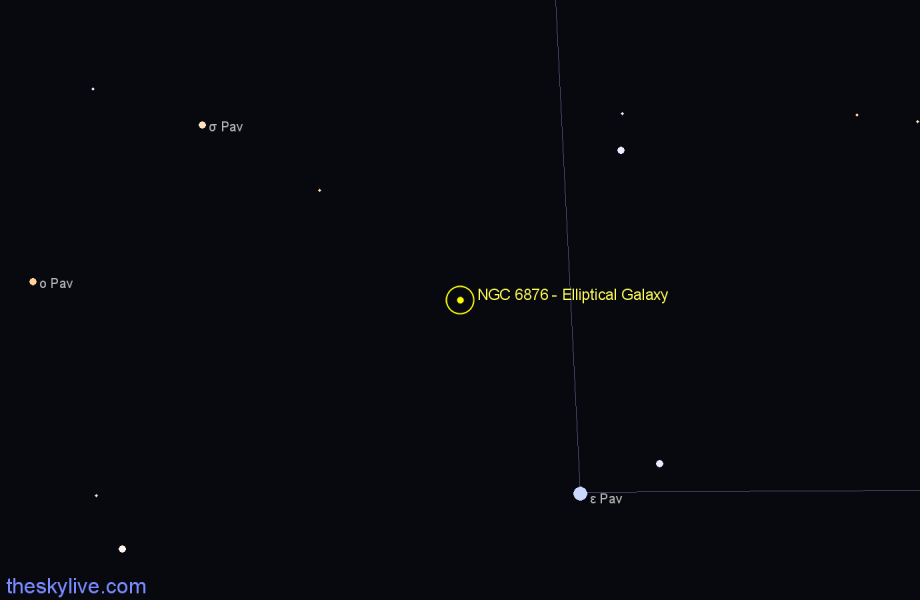 Finder chart NGC 6876 - Elliptical Galaxy in Pavo star