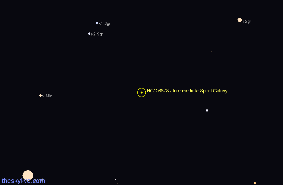 Finder chart NGC 6878 - Intermediate Spiral Galaxy in Sagittarius star