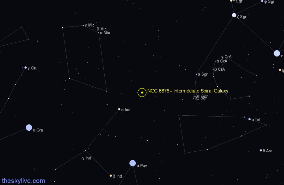 Finder chart NGC 6878 - Intermediate Spiral Galaxy in Sagittarius star