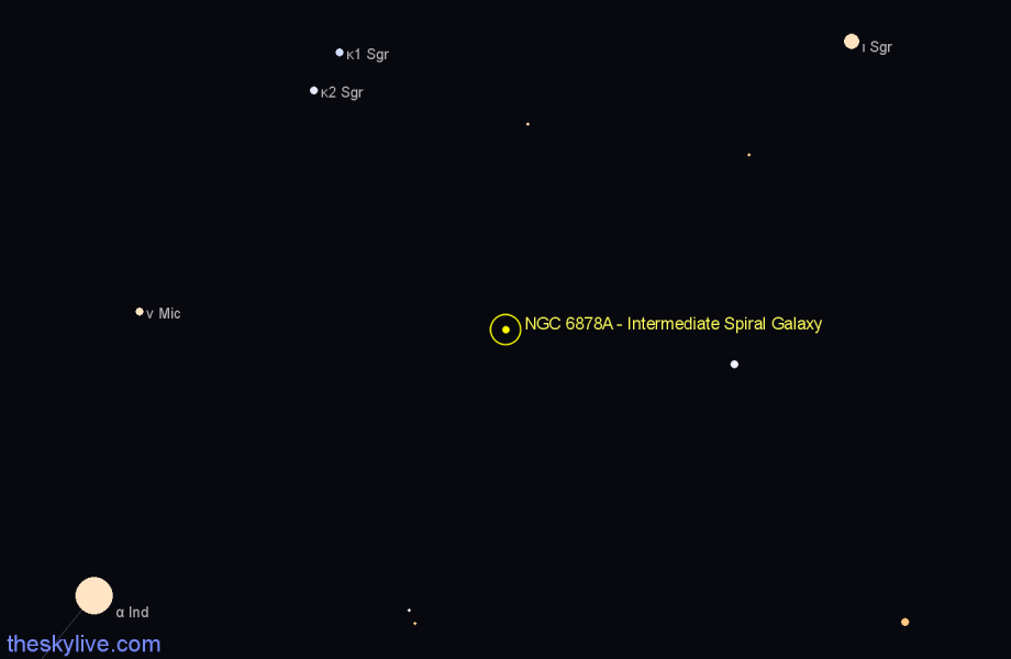 Finder chart NGC 6878A - Intermediate Spiral Galaxy in Sagittarius star