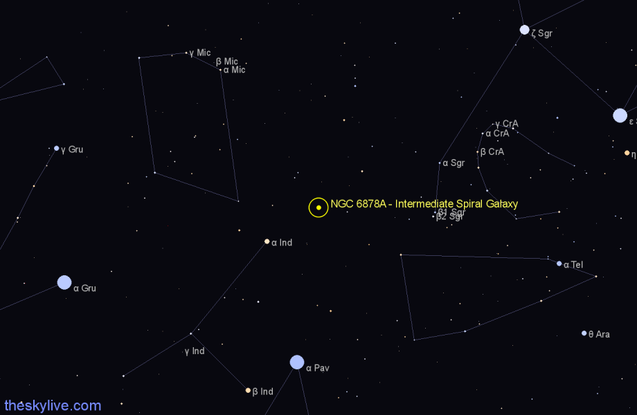 Finder chart NGC 6878A - Intermediate Spiral Galaxy in Sagittarius star