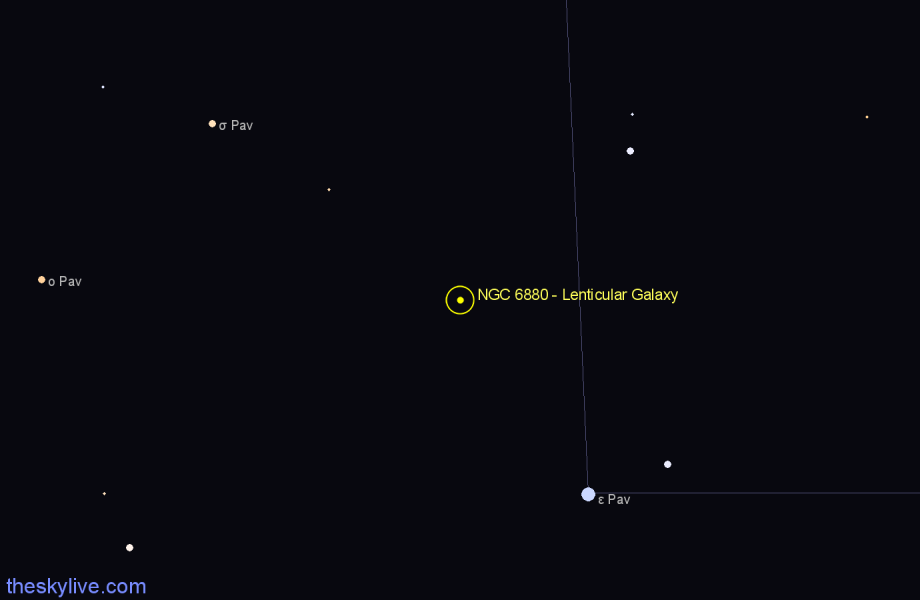 Finder chart NGC 6880 - Lenticular Galaxy in Pavo star