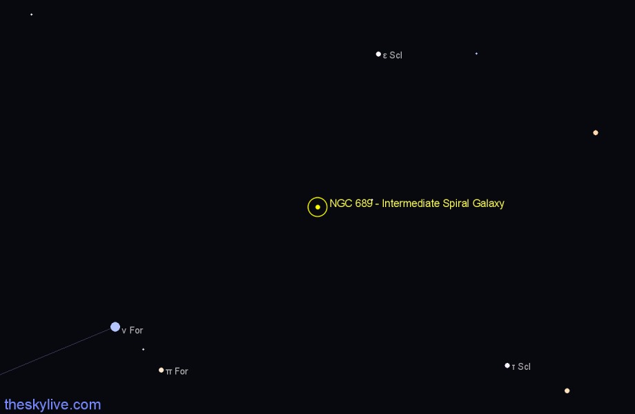 Finder chart NGC 689 - Intermediate Spiral Galaxy in Fornax star