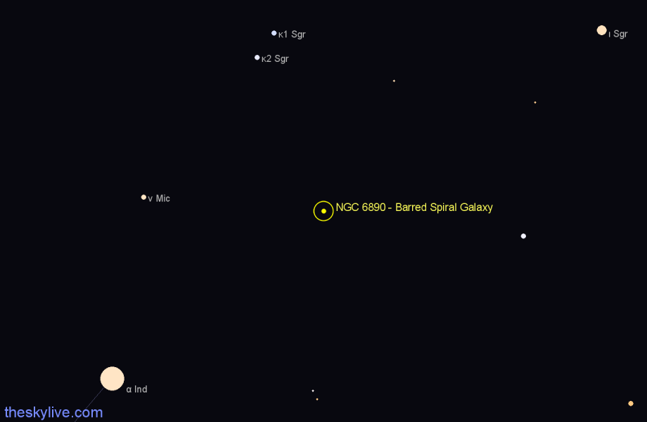Finder chart NGC 6890 - Barred Spiral Galaxy in Sagittarius star