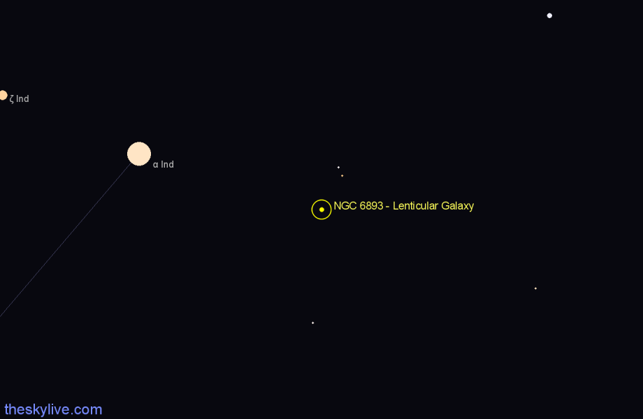 Finder chart NGC 6893 - Lenticular Galaxy in Telescopium star